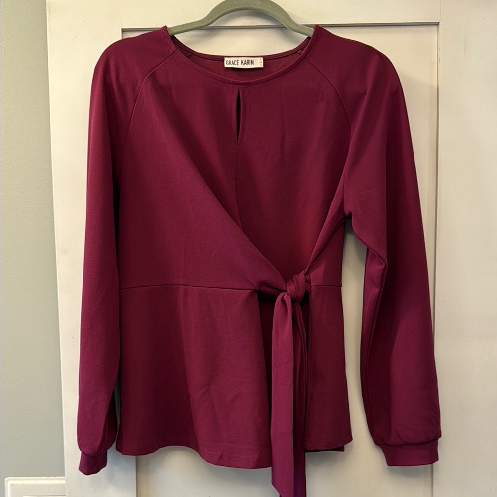 Grace Karen Women’s Burgundy Wrap Top